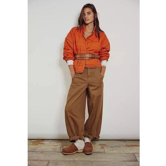 We The Free Rylee Chinos Barrel Leg Brown Tan Size 12 - Picture 1 of 8